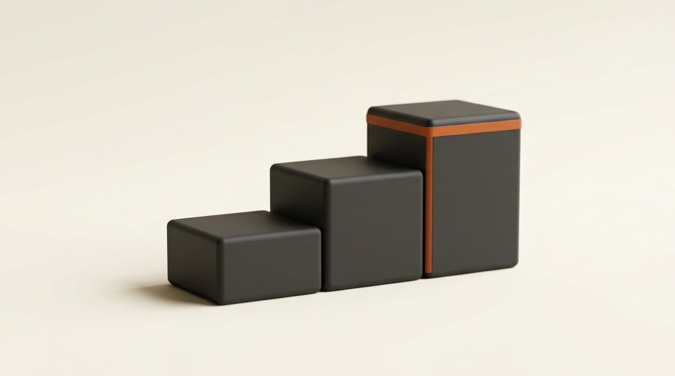 Ascending blocks comparing the three model sizes