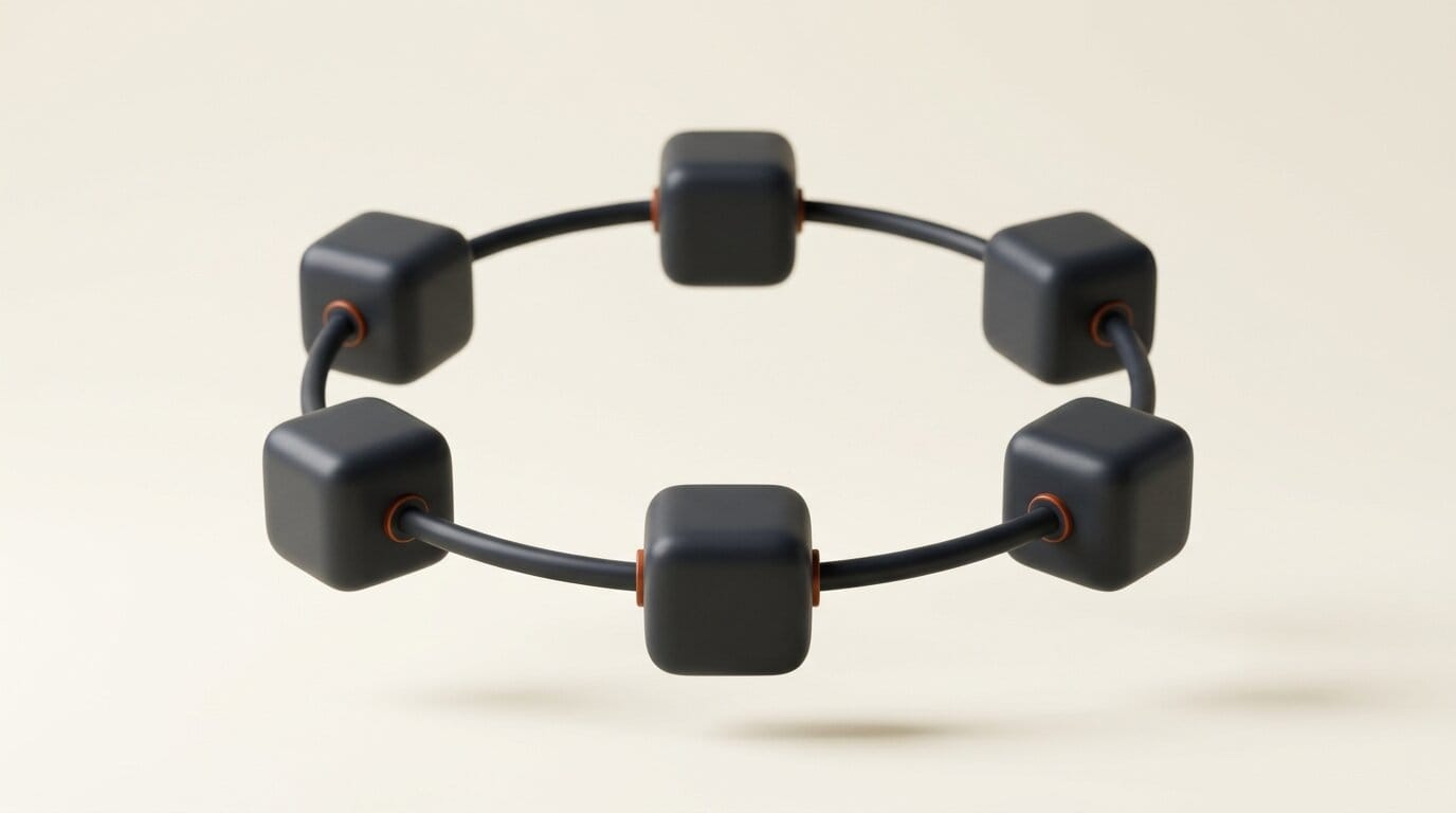 Nodes linked in a loop representing iterative retrieval