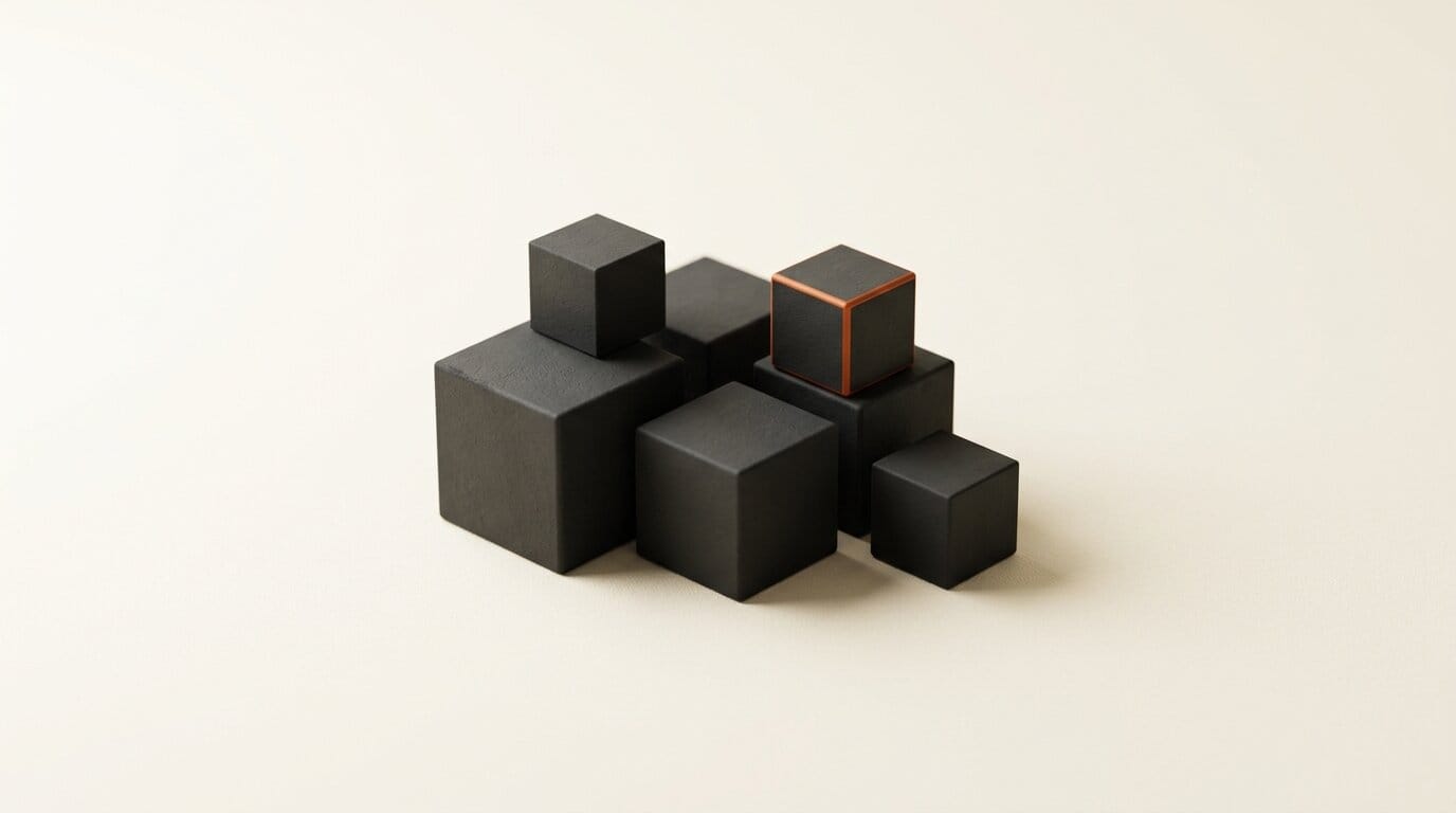 Cluster of cubes representing new partner nodes