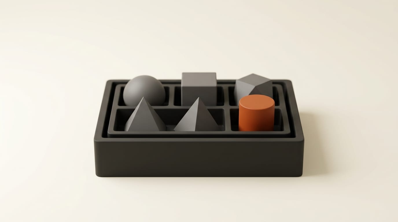3D compartmented tray representing over 40 built-in agent tools