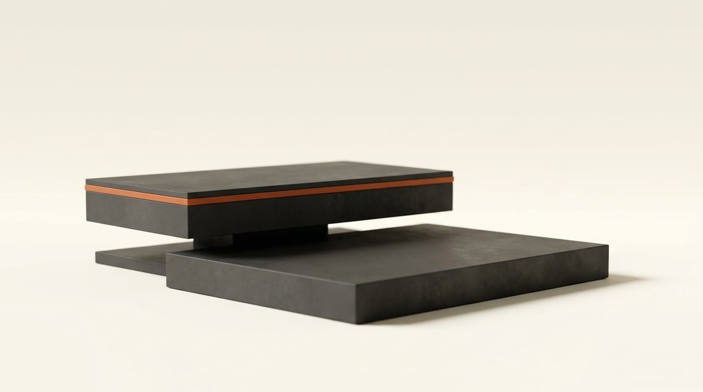 Two matte platforms at different heights representing two safeguard tiers