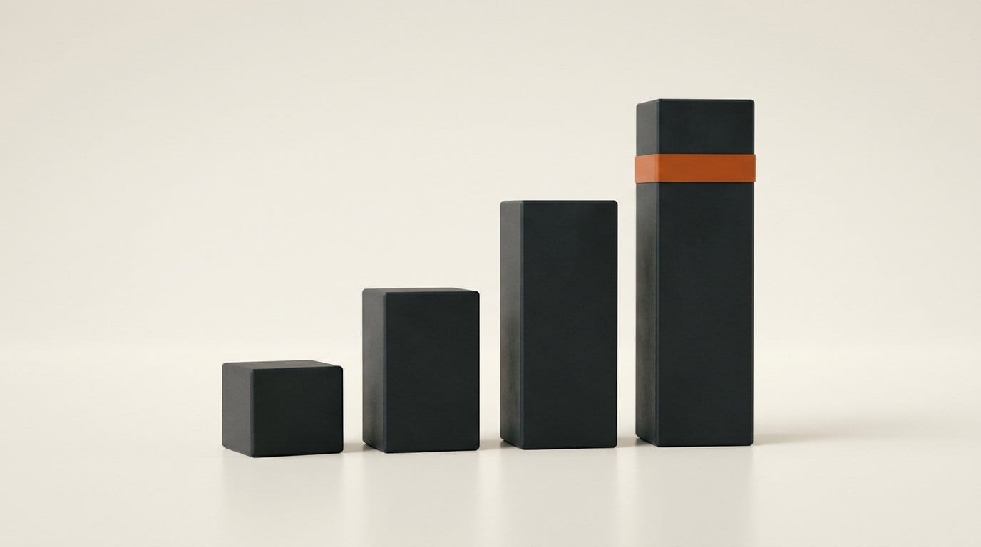 Four 3D bars of different heights comparing platform coverage across the four models