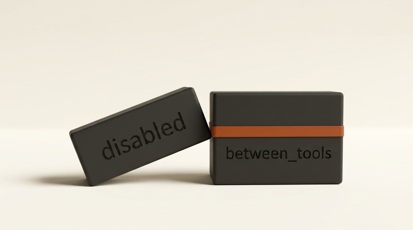 3D plugs showing the rejected disabled thinking setting and the accepted between_tools setting