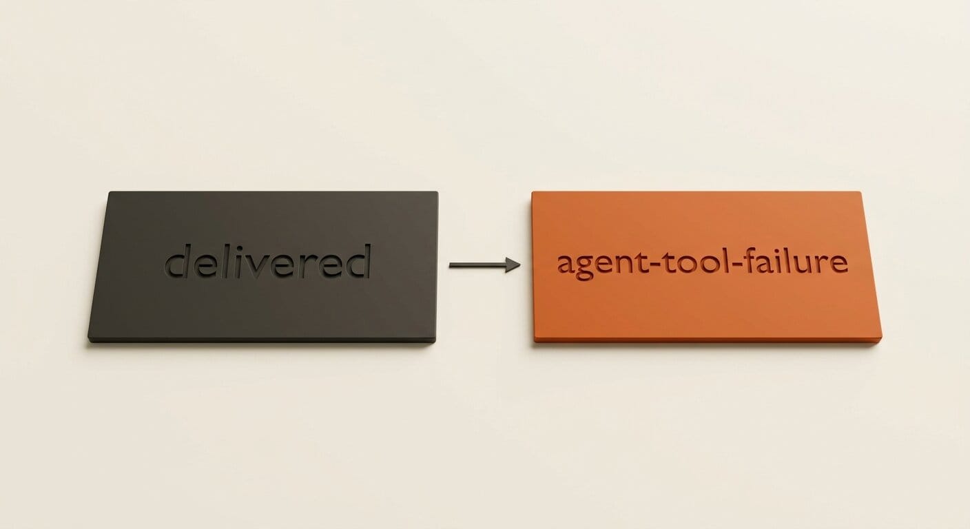 A delivered message recorded as an agent-tool-failure after a plugin reload