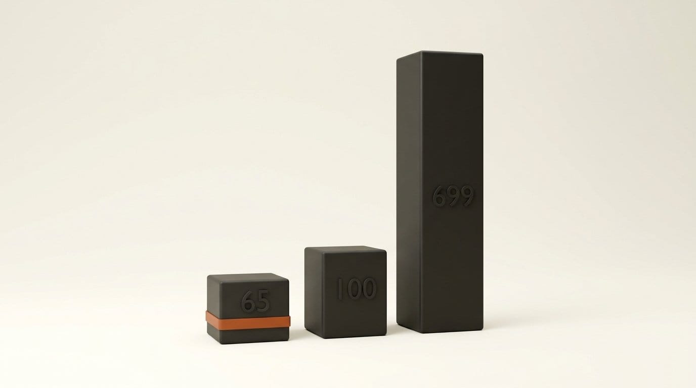 Three bars at true relative heights showing 65, 100 and 699 millisecond time-to-first-audio