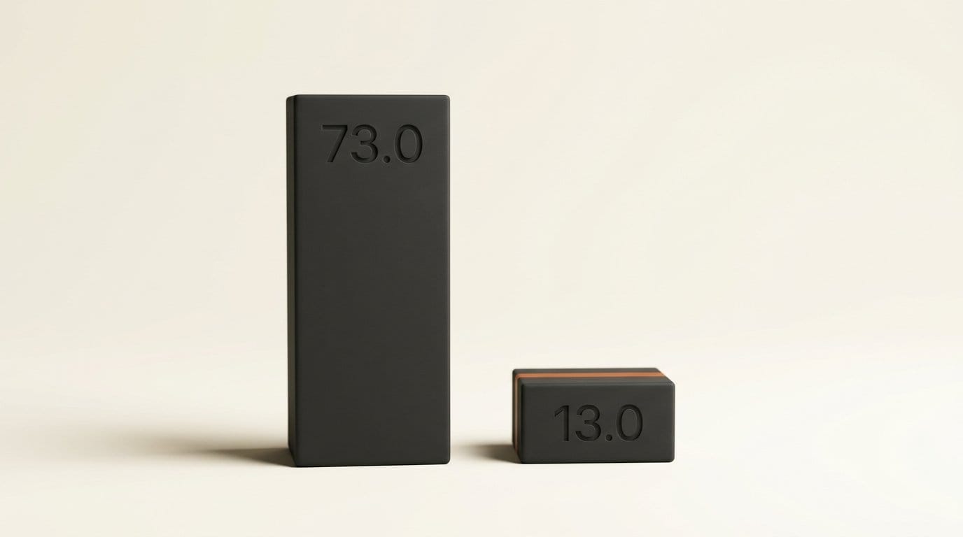 Two matte 3D bars engraved 73.0 and 13.0, Qwen Realtime response rate to background speech in 3.0 and 3.1