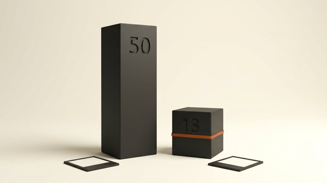 Edited copies found first: 50 of 50 with a plain dark bar, 13 of 50 with sale text on the bar