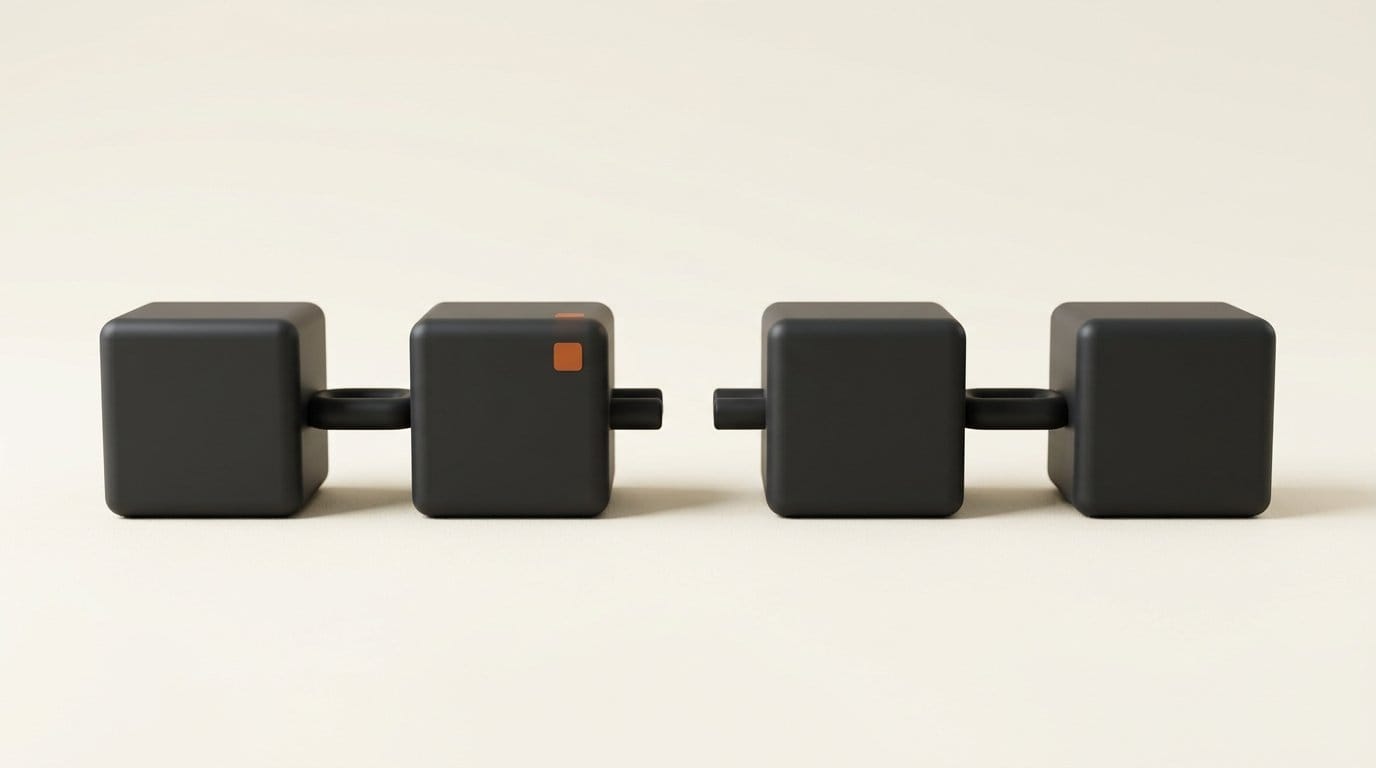 Matte 3D cubes chained in sequence with one link missing, representing a broken saved workflow