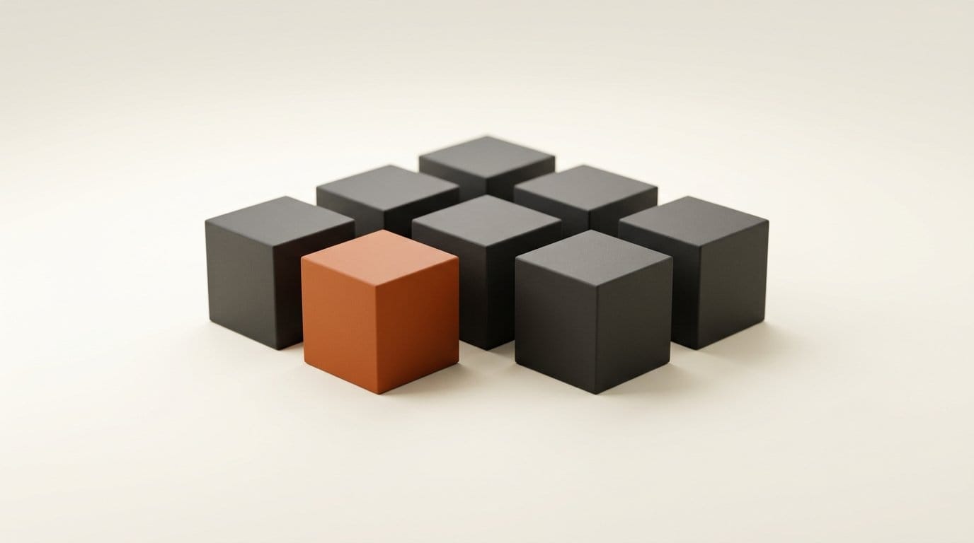 Six matte 3D cubes in a cluster with one orange, representing the six model repositories released together