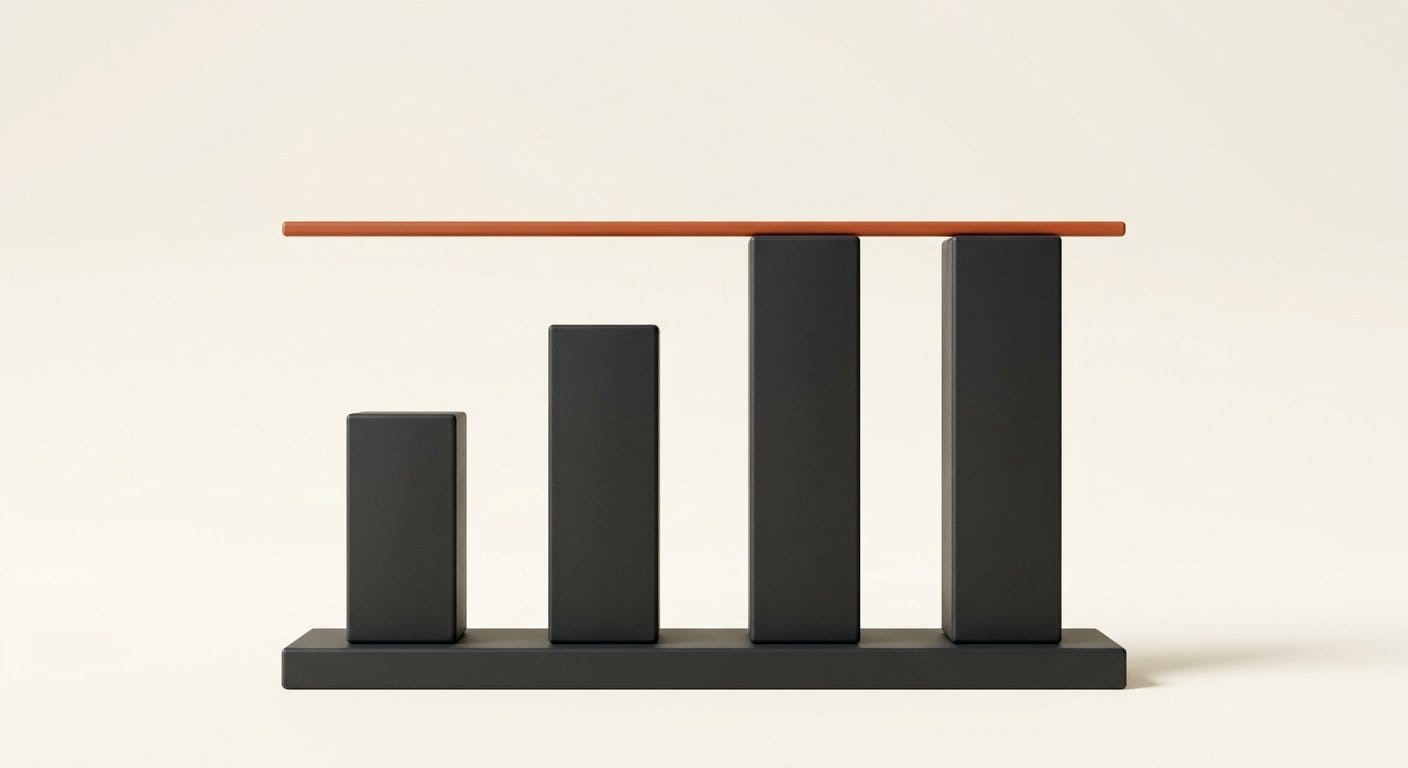Stepped bars with the two tallest at an identical level
