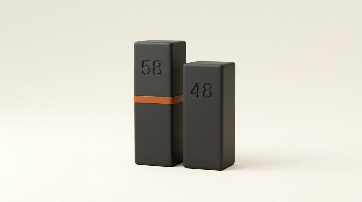 Two bars of near-equal height engraved 58 and 48