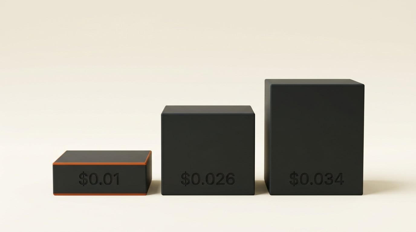 Per-image prices of the new ComfyUI v0.38 image nodes: $0.01, $0.026 and $0.034
