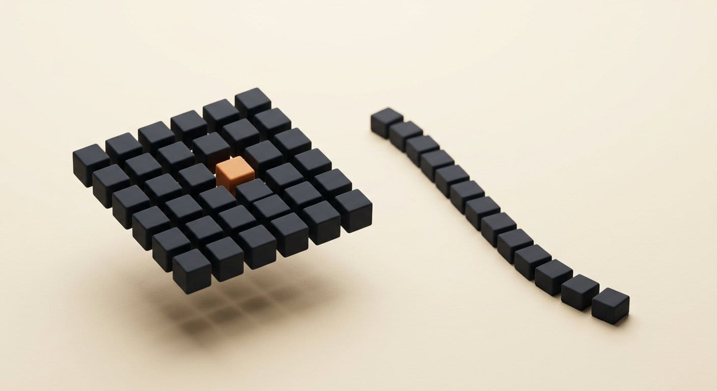 Parallel block of tokens refining together versus a sequential chain