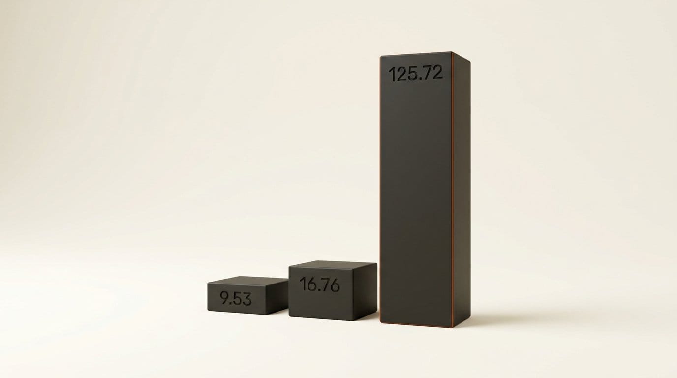 Three bars at true relative heights engraved 9.53, 16.76 and 125.72 gigabytes