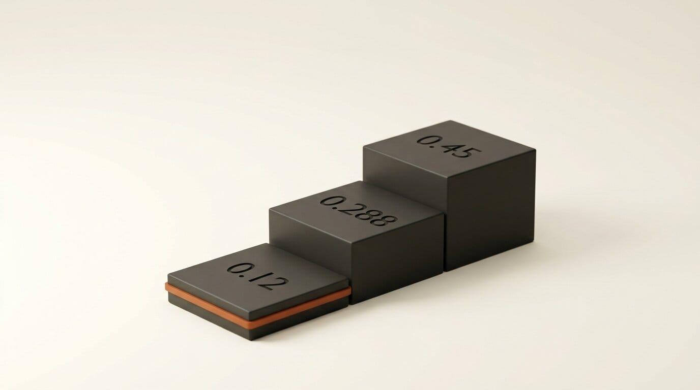 Three stepped platforms engraved 0.12, 0.288 and 0.45 dollars per hour of transcription