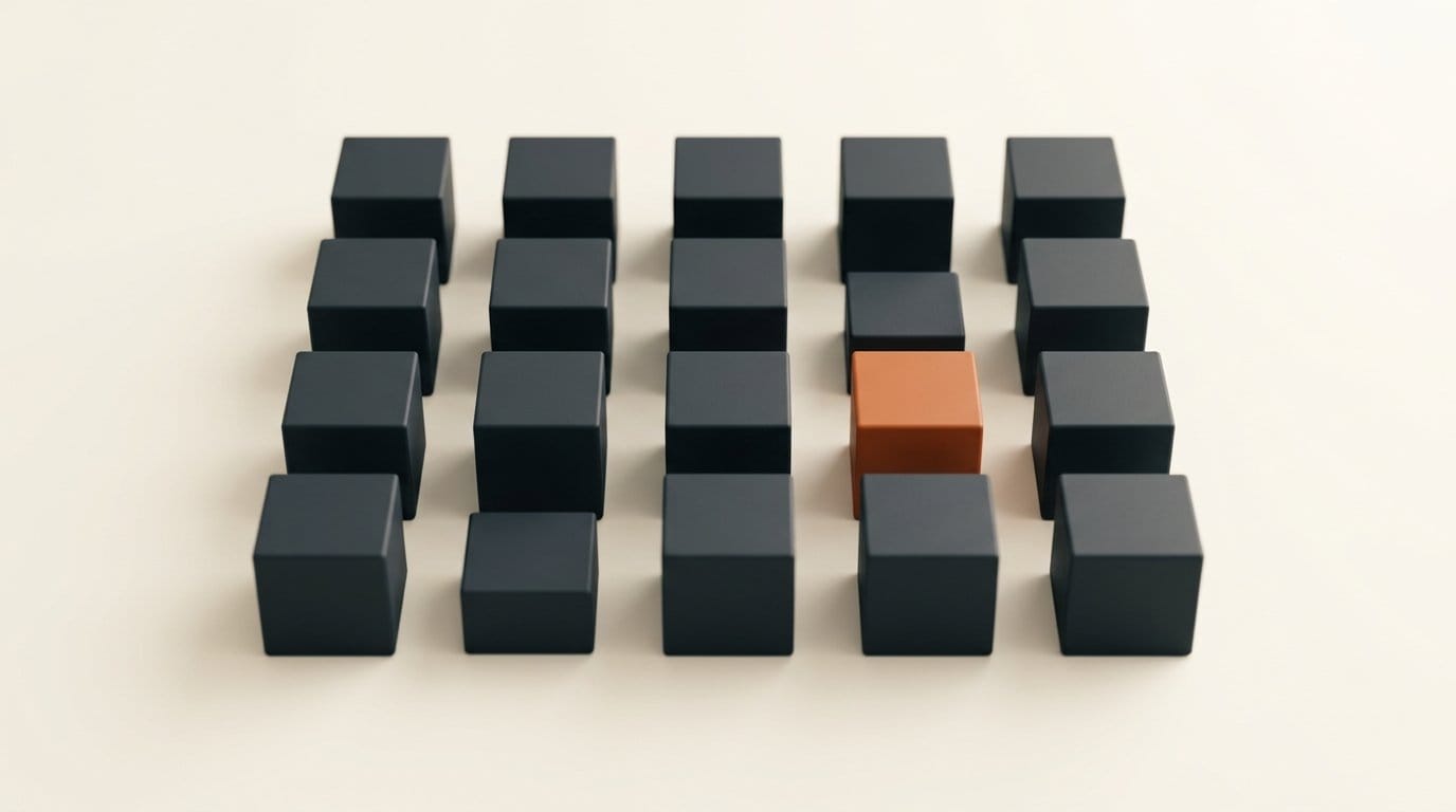 Grid of matte 3D cubes with two recessed, representing regional availability gaps