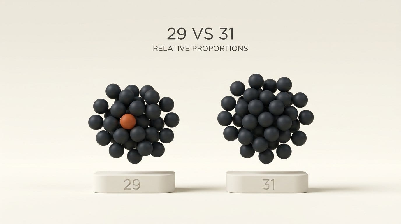 Two 3D sphere clusters labelled 29 and 31 for spoken versus text-only languages