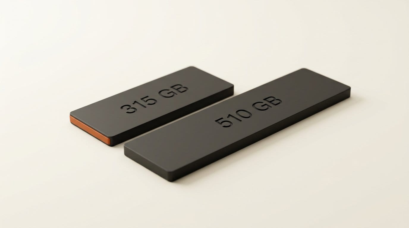 3D slabs comparing 315 GB and 510 GB model weight sizes