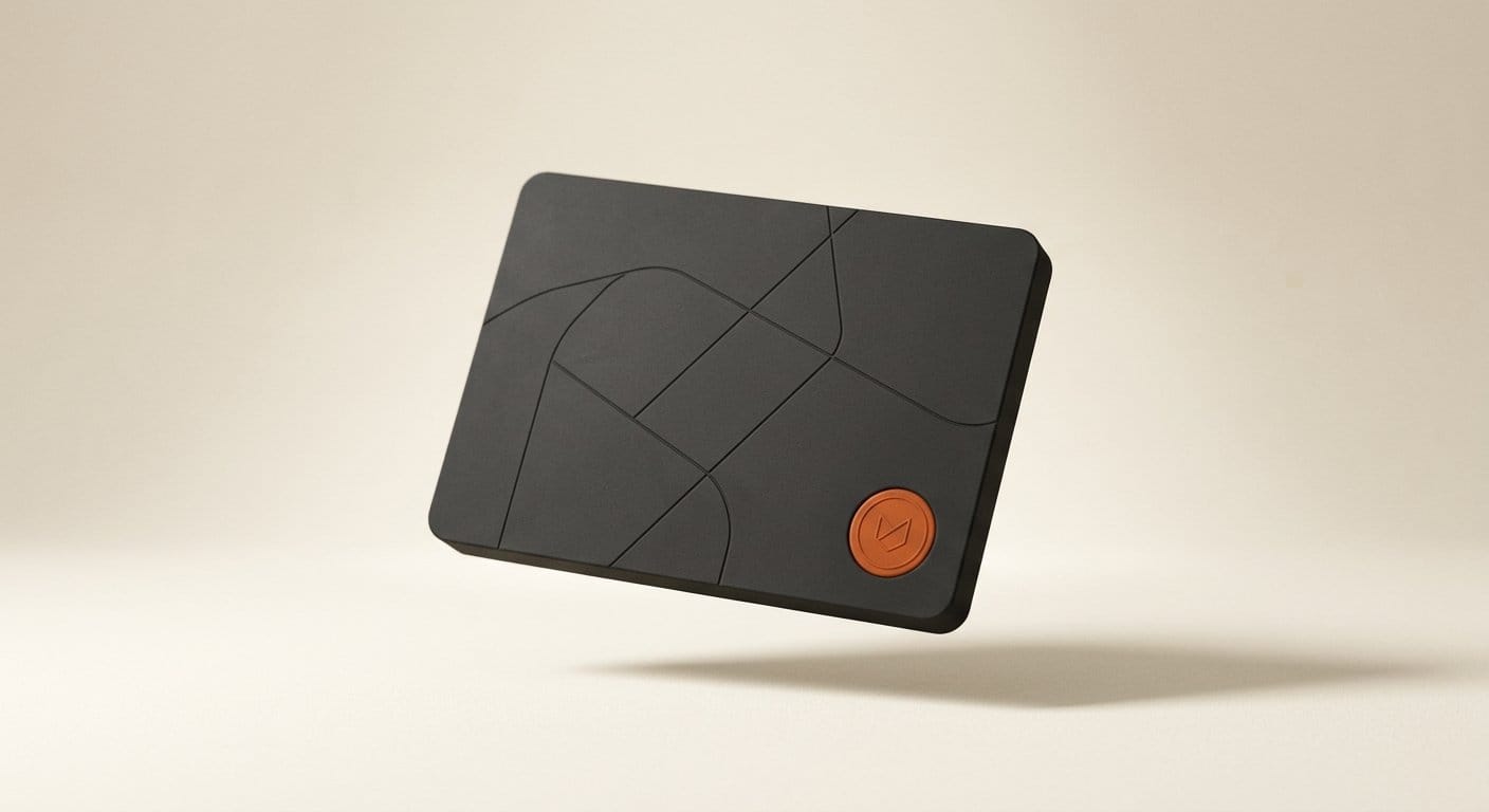 Matte 3D configuration card with an orange approval seal