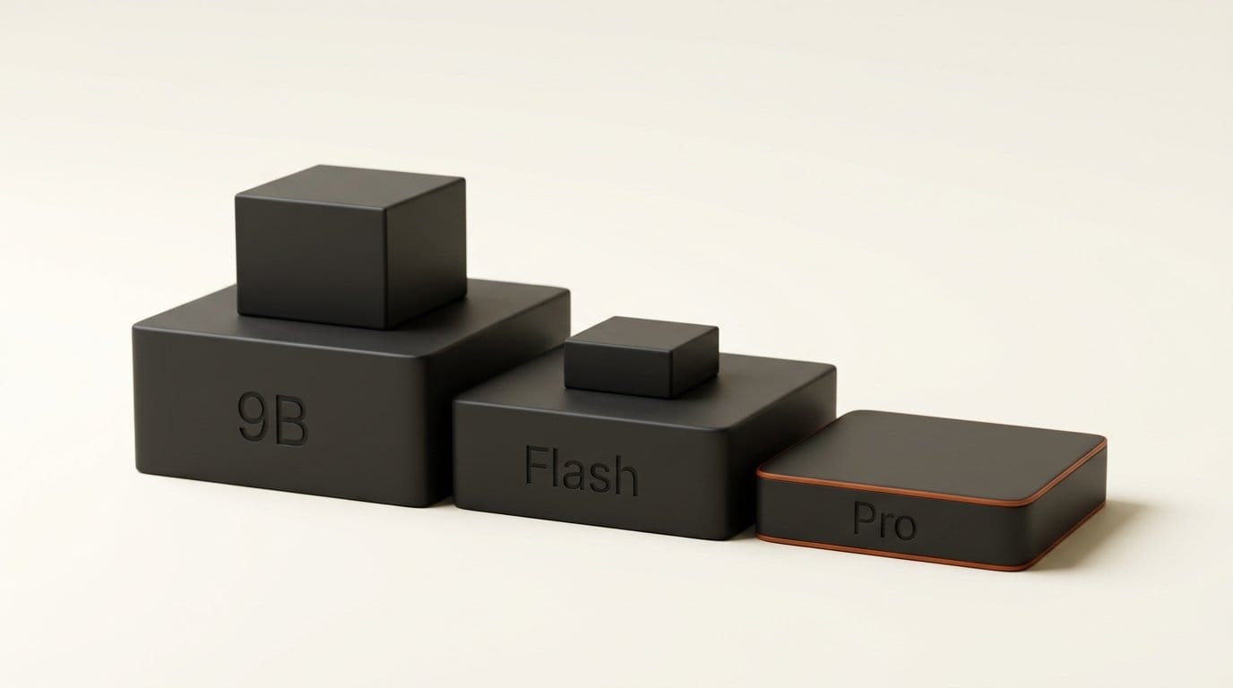 Three stepped platforms engraved 9B, Flash and Pro with the Pro platform empty
