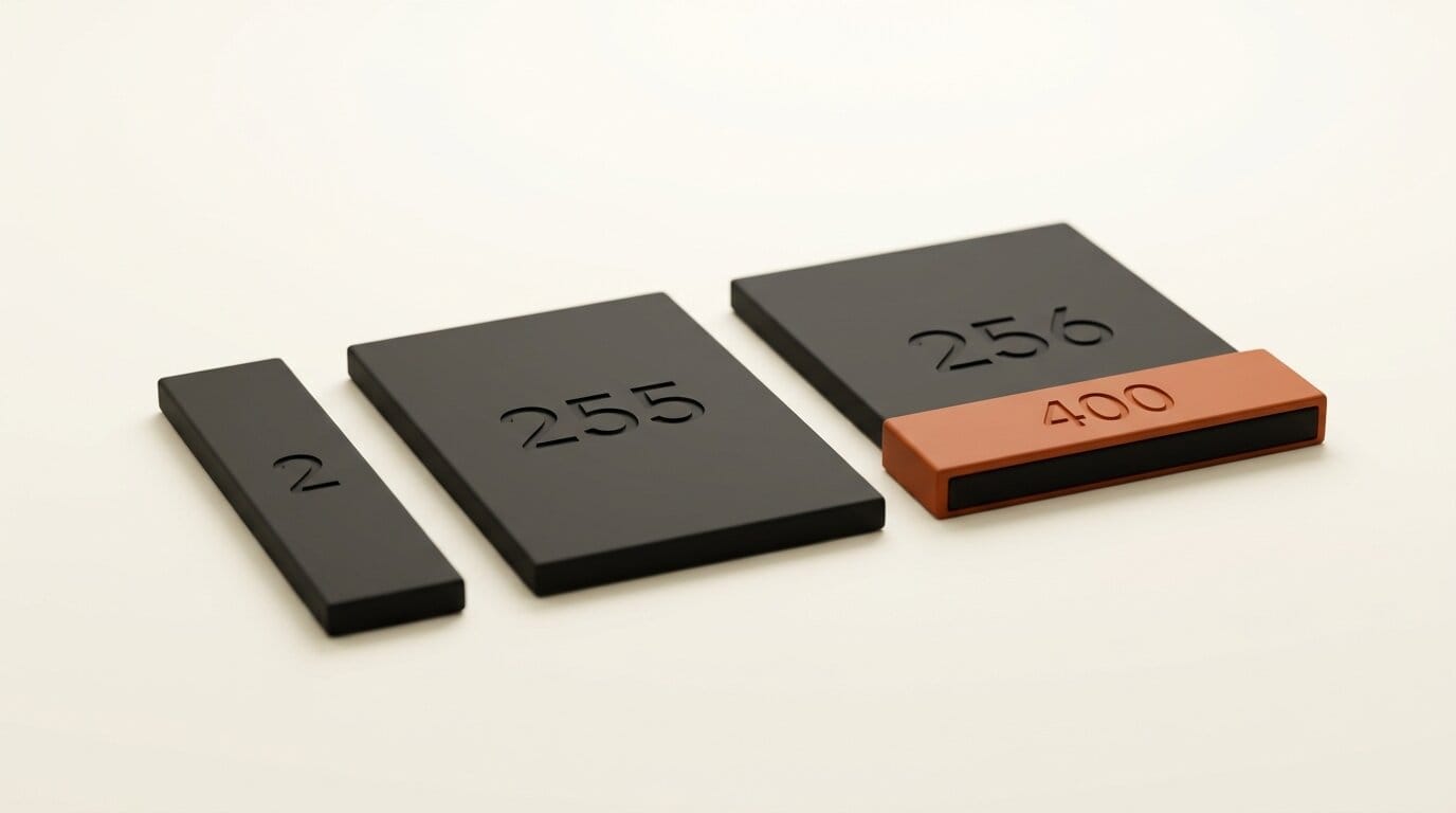 Three slabs labelled 2, 255 and 256, with the 256 slab blocked by a barrier reading 400