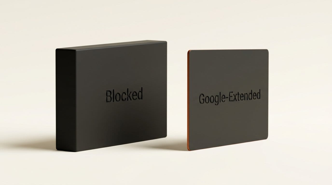 Training-only crawlers are blocked at the edge while Google-Extended is only a robots.txt preference