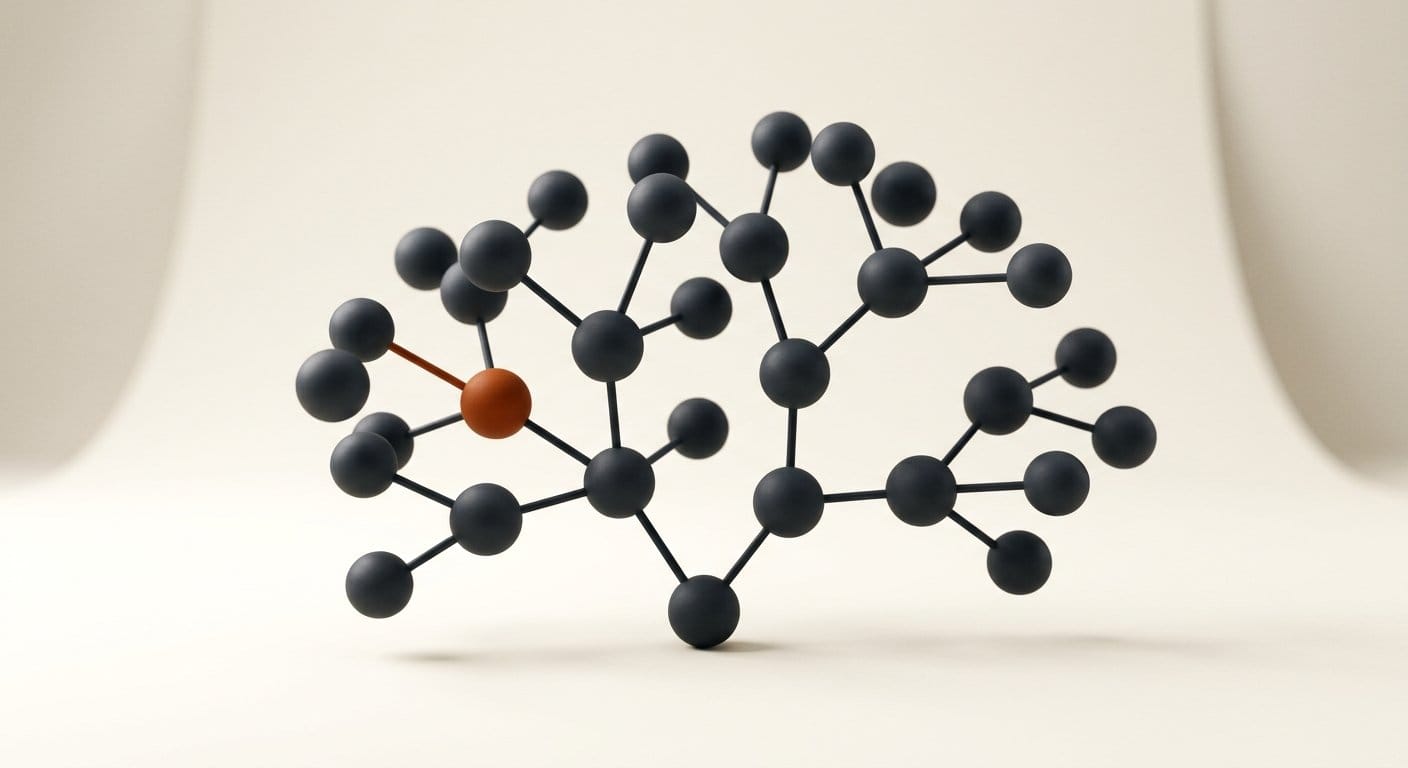 Linked matte 3D nodes representing agent resource dependencies