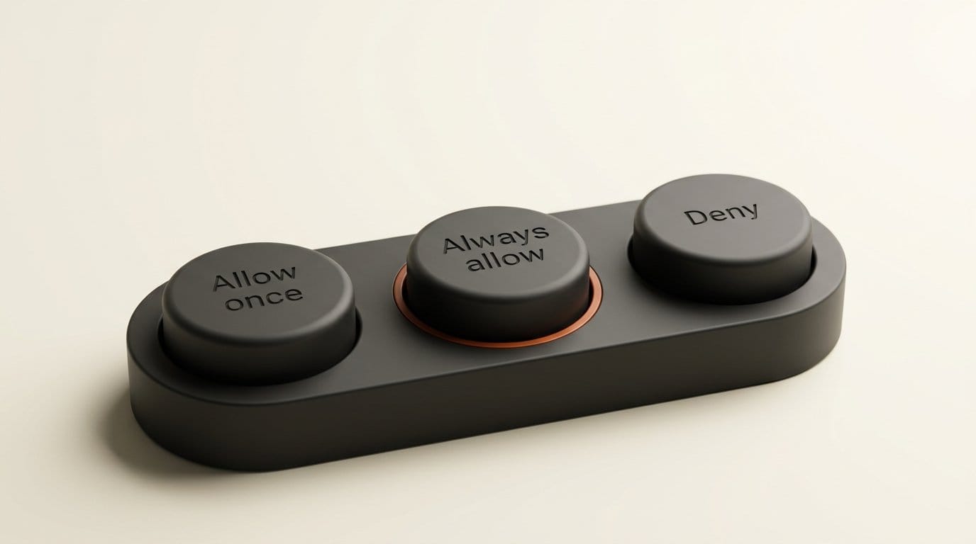 Muse approval buttons Allow once, Always allow and Deny, with Always allow pressed