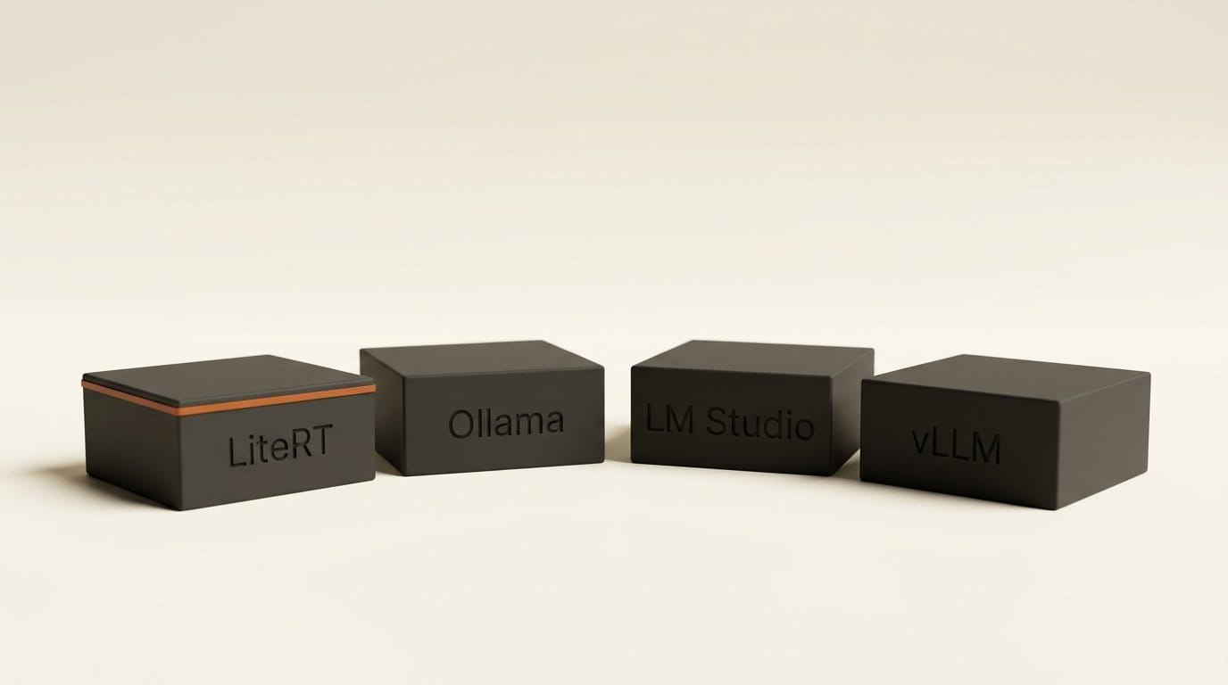 Four local routes for the Antigravity SDK: LiteRT, Ollama, LM Studio and vLLM, with LiteRT the one Google tested