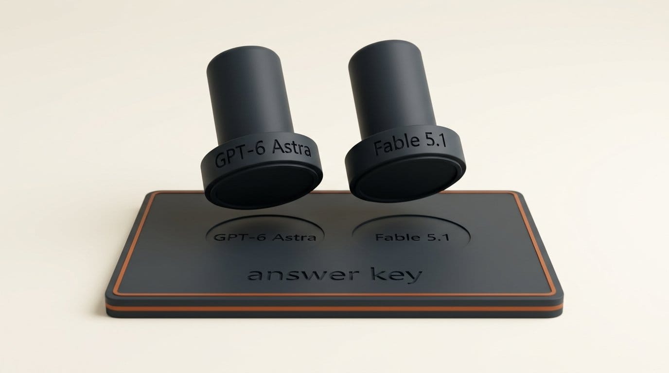 The benchmark answer key generated by averaging GPT-6 Astra and Claude Fable 5.1