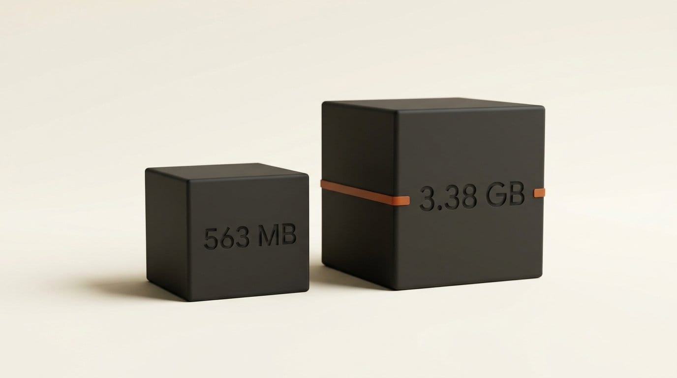 Two llama.cpp 0.6.0 router downloads: a 563 MB Qwen file and a 3.38 GB Gemma 3 4B with its vision file