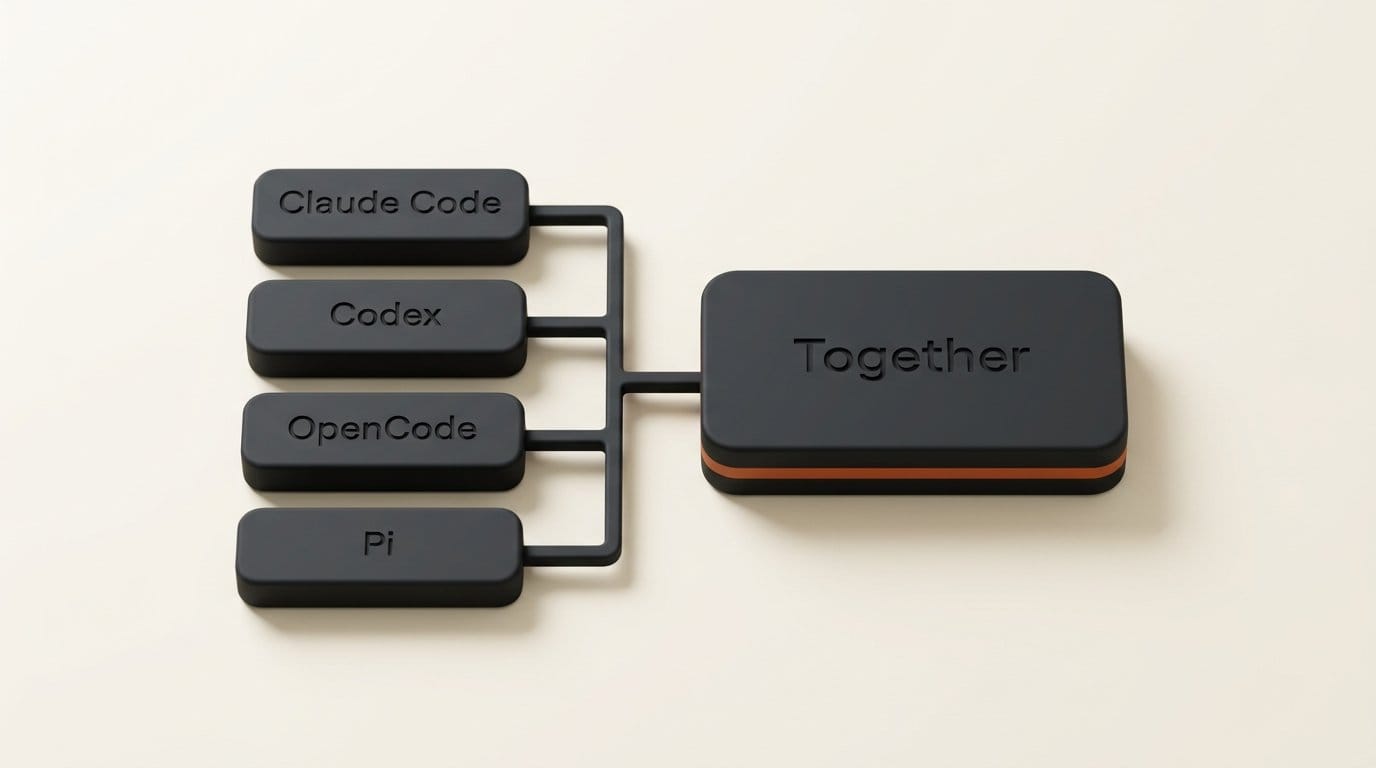 Together Link routes Claude Code, Codex, OpenCode and Pi through one gateway to open models on Together AI
