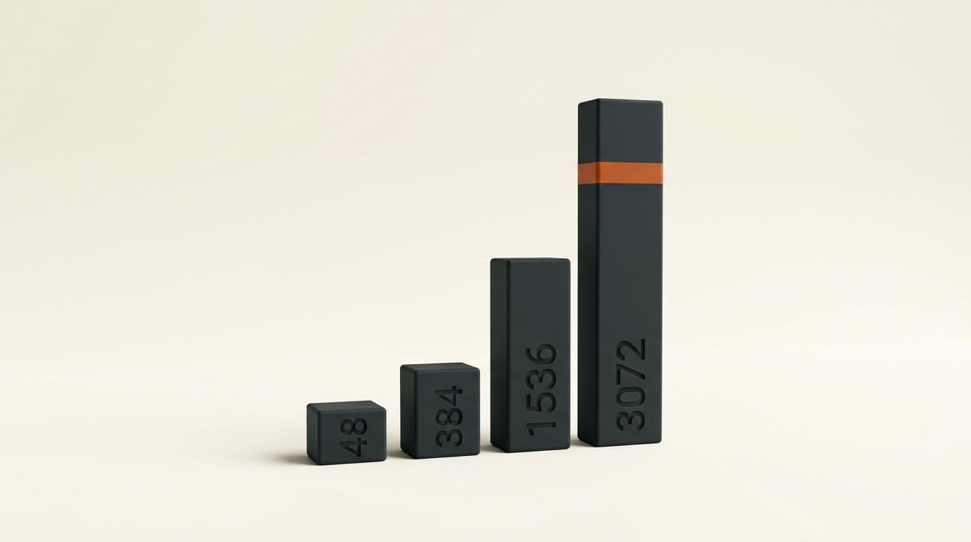 KV cache size for Qwen 3.5 0.8B in llama.cpp at 4K, 32K, 131K and 262K context: 48 to 3072 MB