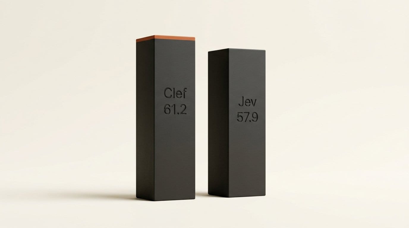 Decision Index 0.2.1 score from Cloudflare's own numbers: Clef 61.2 against Jev's independently measured 57.9