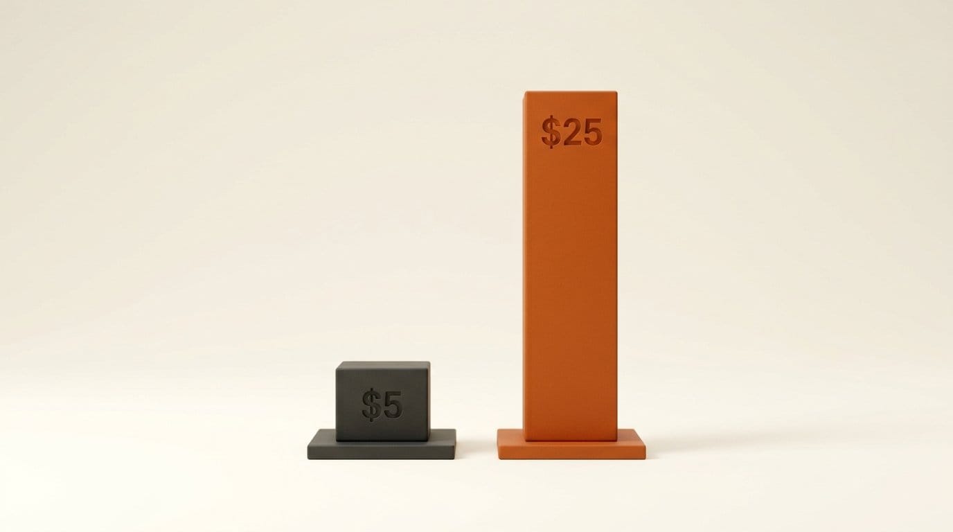 Comfy Agent token prices in dollars per million: $5 input and $25 output, the same as Claude Opus 4.8 list