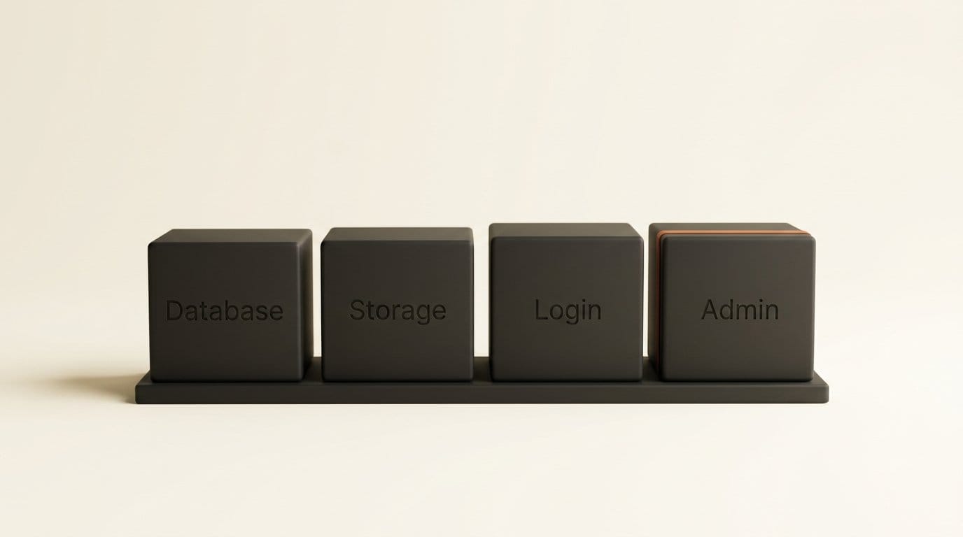 Four parts Figma Make sets up with a Payload site: database, storage, login and admin panel