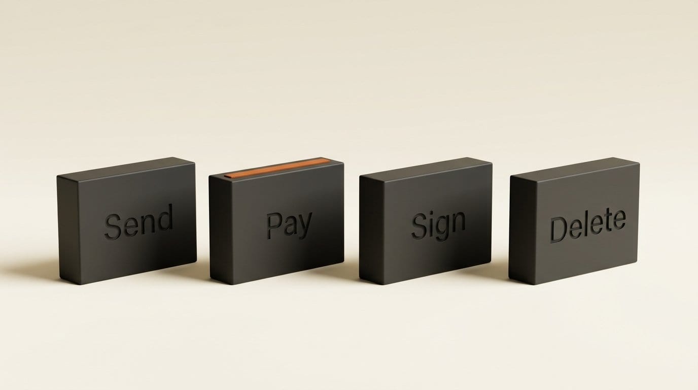 The four Claude Duet actions that always wait for approval: send, pay, sign and delete