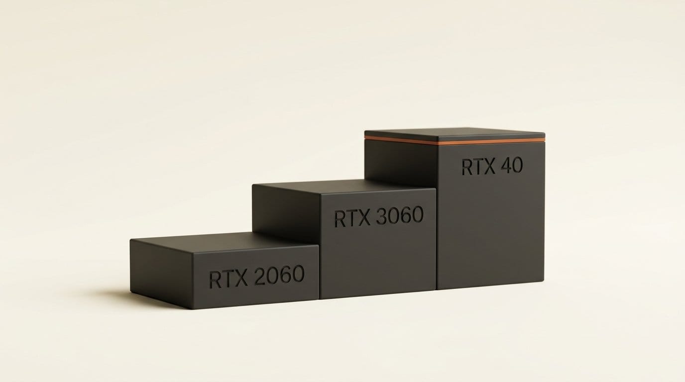 GPU floors for NVIDIA Broadcast 2.3 features: RTX 2060 for the app, RTX 3060 for Studio Voice and upscaling, RTX 40 for frame generation