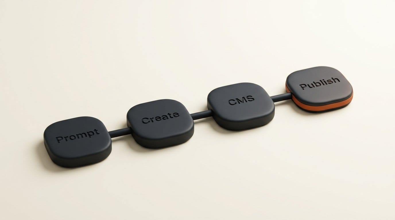 Figma Make Payload workflow: prompt, click Create, edit in the CMS tab, publish