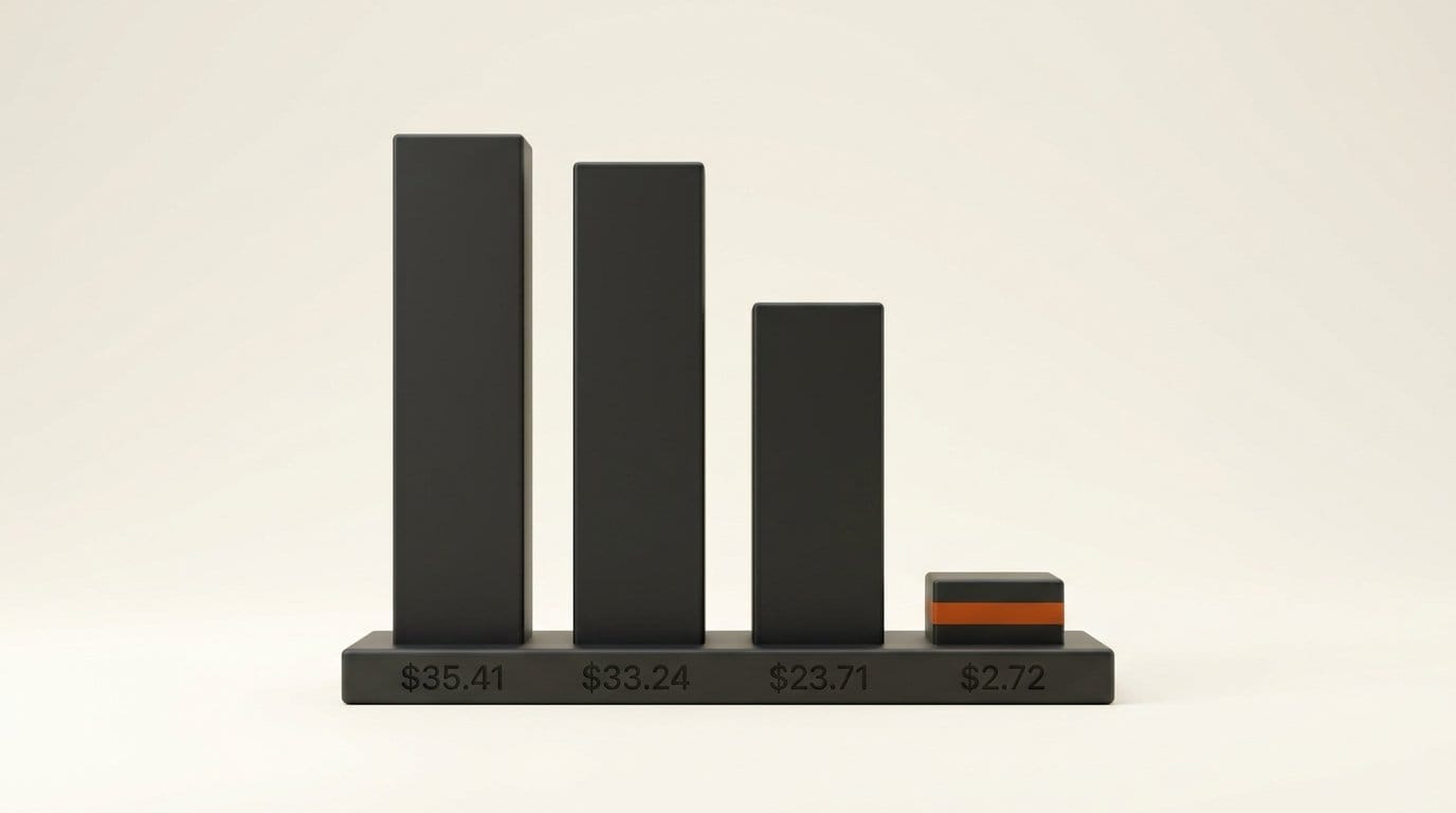 Cost of 13 real Claude Code sessions: Opus 5.5 $35.41, Kimi K3 $33.24, GLM 5.3 $23.71, GLM 5.3 Flash $2.72