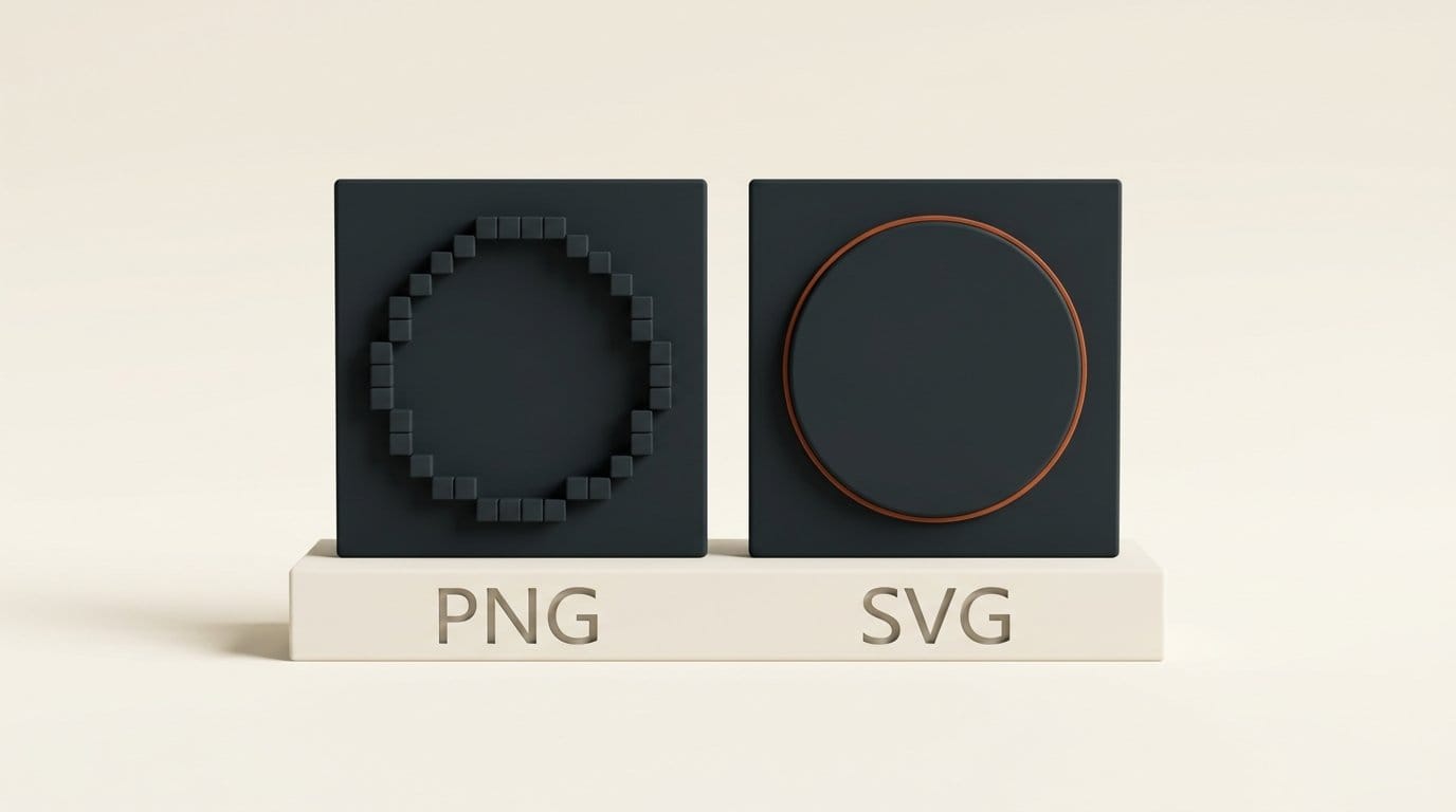 A vectorizer turns a PNG made of pixels into an SVG made of shapes that scale to any size