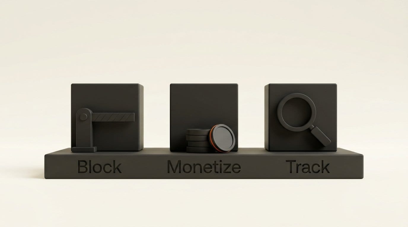 The three things a YouTube Content ID claim can do to a video: block it, monetize it or track it