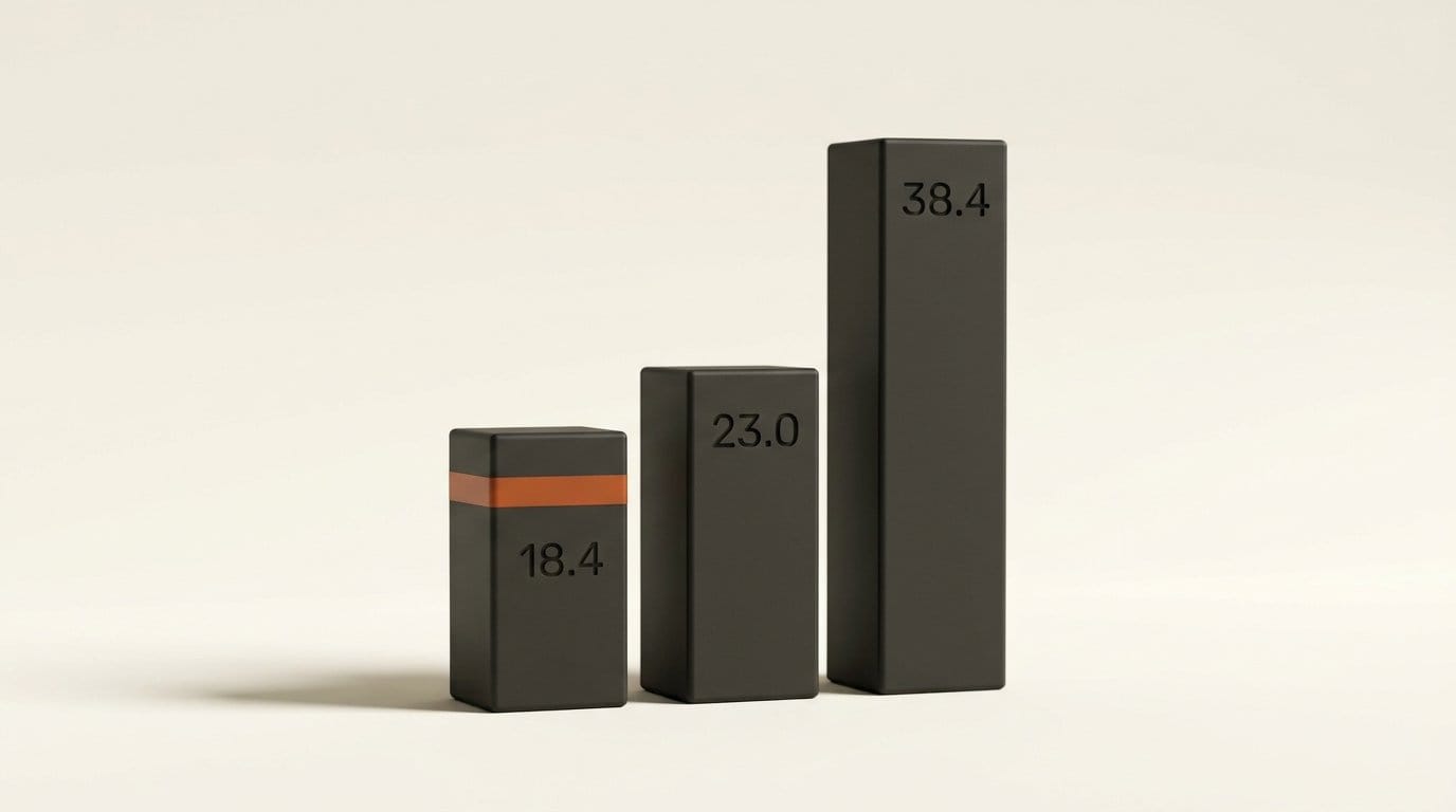 3D bars showing speaker-labelled transcript error: Voxtral Small 18.4, Scribe v2 23.0, Gemini 3.5 Transcribe 38.4