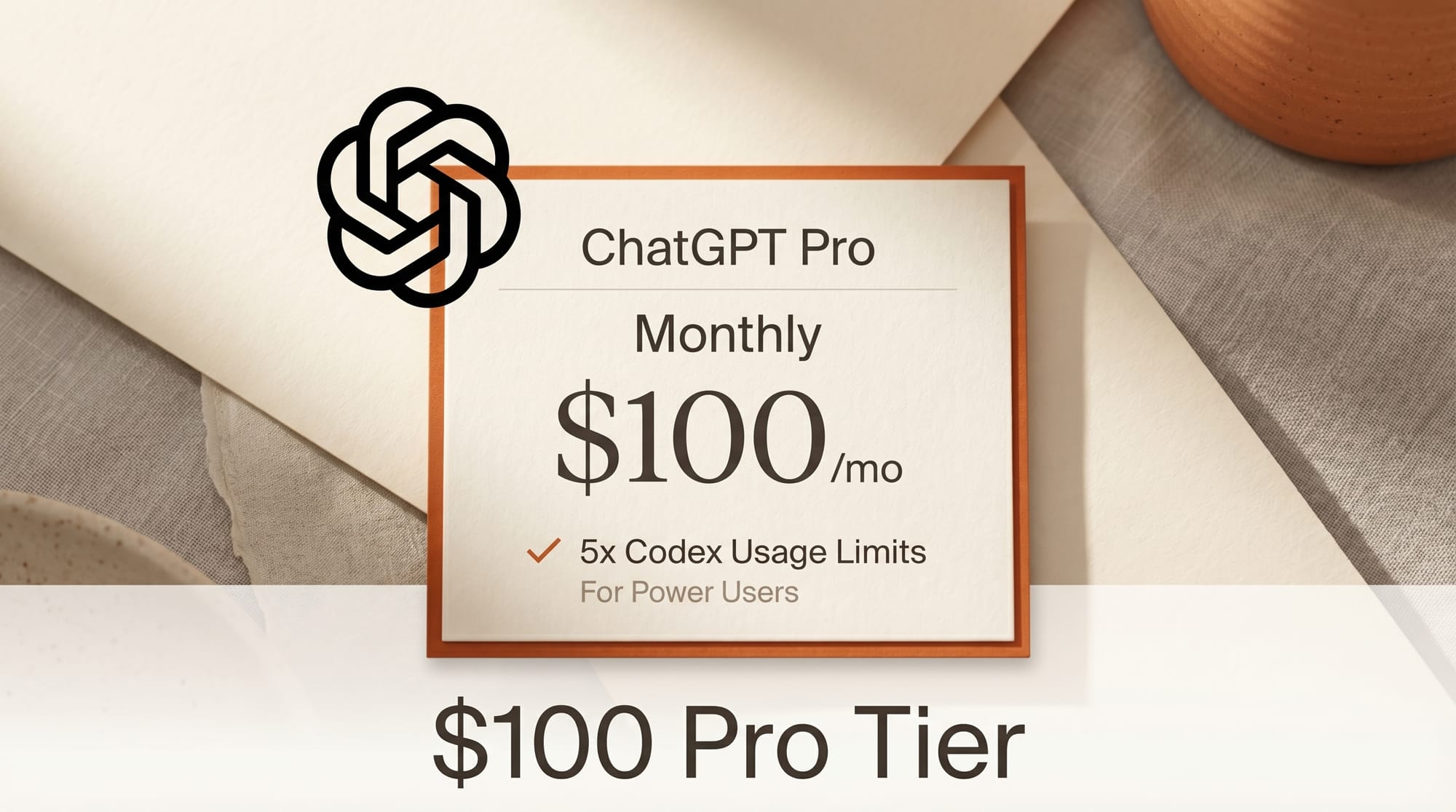 ChatGPT Pro Adds $100 Tier With 5x Codex Limits