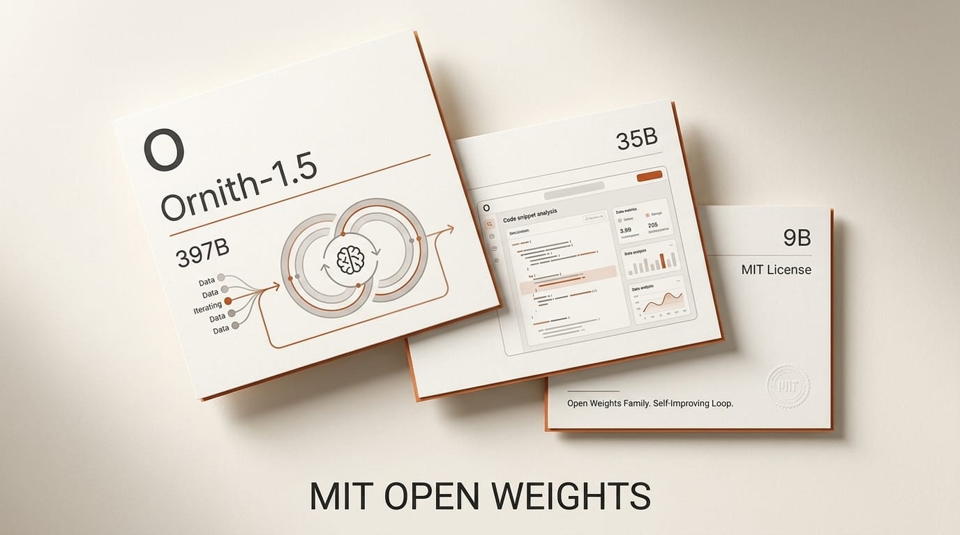 Ornith-1.5 Ships MIT Open Weights at 397B, 35B and 9B