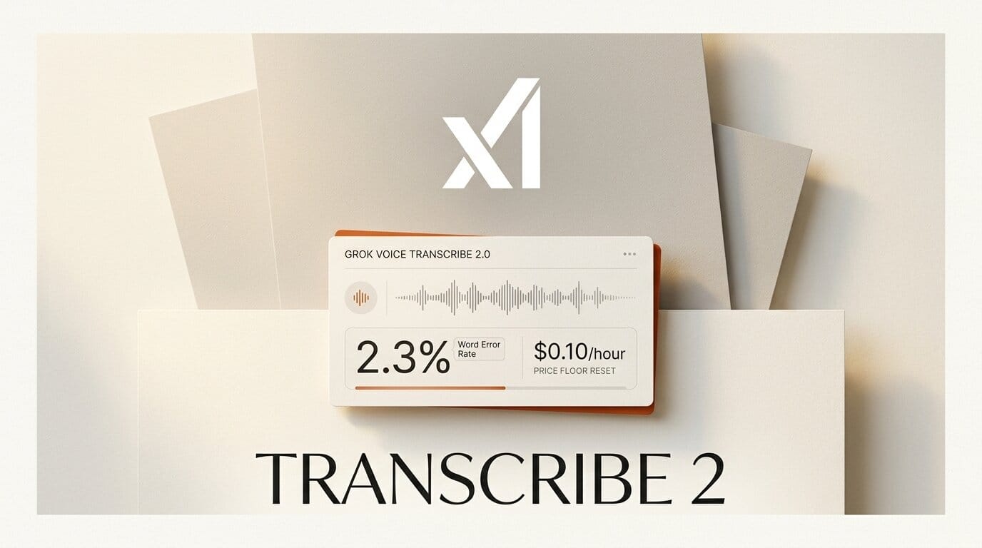 Grok Voice Transcribe 2: 2.3% WER at $0.10 an Hour